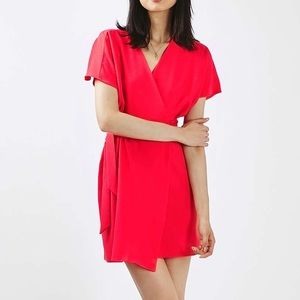 NWOT Red Topshop Petite Wrap Dress